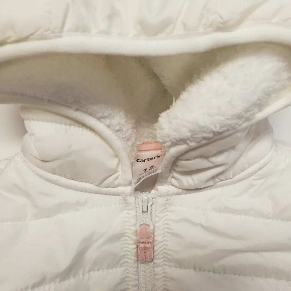 Carters Baby Girls Layette 4 Sherpa Hoodie Full Zip Up Jacket Size 12 Months